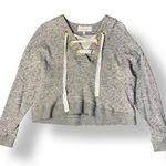 Derek Lam‎ 10 Crosby Gray Melange Cotton V Neck Lace Up Crop Sweater Size 6 Photo 0