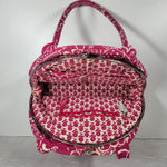Vera Bradley VTG Eloise Bag Large Barbie Hot Pink Kiss Lock Dome Shoulder Purse Photo 14