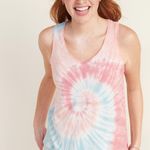Old Navy  Pastel Blue Pink Tie Dye V-Neck Tank Top, Size XS Photo 4