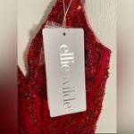 Ellie Wilde sequined prom dress, v neck, sheath style, fitted, lace up; size 2 Photo 3