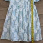 Topshop  Baby Blue Floral Embossed Puff Sleeve Babydoll Mini Dress 8 Photo 8