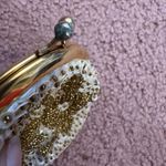 Vintage Gold Sequin & Beaded Change Coin Purse Bag Minor Verdigris Photo 2