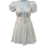 Princess Polly  White Caria Puff Short Sleeve Cut Out Mini Dress size 0 NEW Tags Photo 1