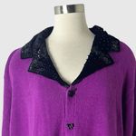 Storybook Knits New Treasures Purple Beaded Velvet Cardigan 3X Bow Buttons Glam Photo 1