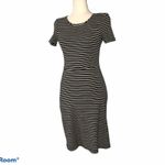 Madewell Black White Stripe Gallerist Fit Flare Dress Small Photo 2