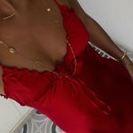 ZARA  maxi red satin ruffle strappy bodycon evening casual summer wedding dress  Photo 3