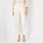Ann Taylor NWOT The Belted Taper Pant In Cream 602123 Size 16 Photo 12
