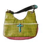 KurtMen Y2K Western Bling Purse Faux Croc Leather Turquoise Cross Cowgirl Design Green Photo 11