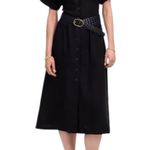 Madewell  Pleated Midi Button Down Shirtdress Jet Black 100% Linen Womens Size XS Photo 0