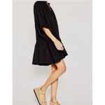 Brochu Walker Dress St. Tropez Onyx Black Linen Dropped Waist Size M Resort Photo 4