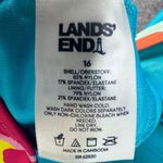 Lands End Swim Dress 16 Floral Tummy Control Surplice Wrap Chlorine Resistant Yellow Photo 13