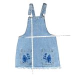 Forever 21 Women's Embroidered Floral Blue Denim Skirt Overall Pockets Sz Large Photo 5