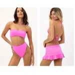 frankie's bikinis NEW Frankie’s Bikinis Jean Bandeau Bikini Top Andrea Mini Skirt Watermelon Photo 2