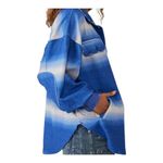 Free People  Ruby Ombre Stripe Shirt Jacket Blue Large New Photo 2