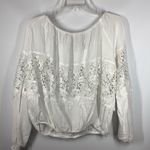 Fashion On Earth Women's Balloon Sleeve Lace Detail Swim Cover Up White Medium Photo 7