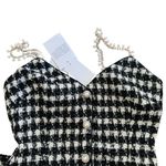 Cami NYC Chic Black and White Houndstooth pearl embellished Straps dress NEW Photo 7