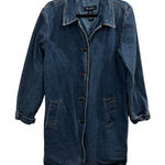 Denim & Co Jean Jacket Size Large Barncoat Chore Women’s Blue Mid Length Photo 0