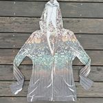 One World Y2K Brown/Green Ribbed Thin Sweatshirt Hoodie Earth Tones Photo 0