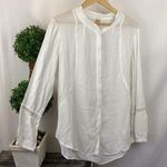 XCVI  White Long Sleeve Colarless Blouse L Photo 1