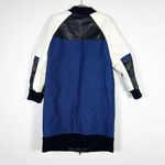 DKNY NEW  Wool Leather Cotton Patchwork Full Zip Jacket Coat Blue Icon Small Photo 3