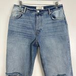 Free People Maggie Straight Leg Mid Rise Distressed Denim Jeans in Blue US 28 Photo 6