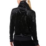 Betsey Johnson  Performance Black Crushed Velvet Cowl Neck Hoodie – Size M Photo 4