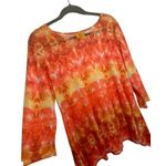 Ruby Rd  Ladies Spring Summer Casual Sequin Neckline Orange Blouse SZ Large Photo 3