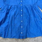 J. Crew Factory Women’s Eyelet Mini Shirt Dress Longsleeve Collared in Blue 14 Photo 6