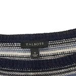 Talbots  Sweater Size Small White‎ Navy Blue Striped 100% Linen Knit Womens Photo 6