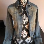 Swayze Distressed Embroidered Jean Jacket NWT Photo 1