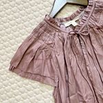 Grade & Gather  V-NECK SATIN RUFFLE Midi DRESS IN DUSTY ORCHID Size L Photo 4