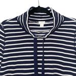 J.Crew Factory Navy Blue & White Striped Cowl Neck Pocket Sweater Photo 1
