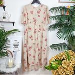 NWT En Saison Natural Color Floral Print Midi Dress Size Small Tan Photo 4