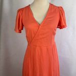 Abercrombie & Fitch New Abercrombie Fitch Angel Coral Flutter Sleeve Wrap Midi Dress Small Party Photo 3