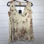 Chaser Tan Floral Cold Shoulder Cut Out Top Size Medium Photo 15