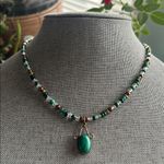 Handmade  Malachite + Hematite Beaded Necklace with Malachite Pendant 💚 Photo 0