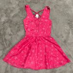 Playboy NWT Women's Pink Star Print Skater Dress Criss-Cross Back Size XS Sexy Photo 10