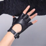 Punk Black Faux Leather Fingerless Gloves New Photo 1