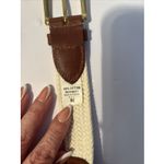 Cream Weave‎ Braided Cotton Belt Faux Leather Gold M Photo 3