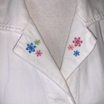 Christopher & Banks  white embroidered beach summer 3/4 sleeve button down shirt Photo 3
