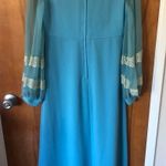 Vintage baby blue lace chiffon sleeves 60/70s maxi dress Size M Photo 8