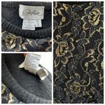 Destinee Wool Pullover Sweater Black Gold size Large Floral Lace Vintage punk Photo 5