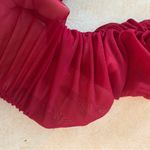 Akira red ruched sexy mini dress long sheer sleeves off shoulder womans large u Photo 11