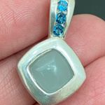 Vintage 925 Signed Blue Topaz Aquamarine Natural Gemstone Pendant 5.6g Photo 1