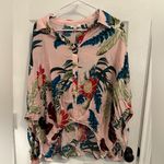 Umgee Tropical Floral Bat Wing Collared Button Up Shirt Size Large Photo 2