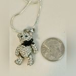 Very Cute Silver Teddy Bear with emerald eyes Pendant Necklace (movable) Photo 2