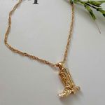 Anthropologie Gold Plated Boot Chain Pendant Necklace stainless steel jewelry Photo 3
