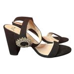 J.Crew  Suede Large crystal buckle Stella Heels size 10 black Photo 1