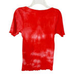 Helmut Lang NEW Base Short Sleeve Ribbed Tie Dye Cotton T-Shirt Red Volcano S Photo 4