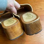 Candie's Candie’s Women’s Sz 7 Slip On Wooden Block Sandal Shoes Woven Brown Vtg Y2K Photo 4